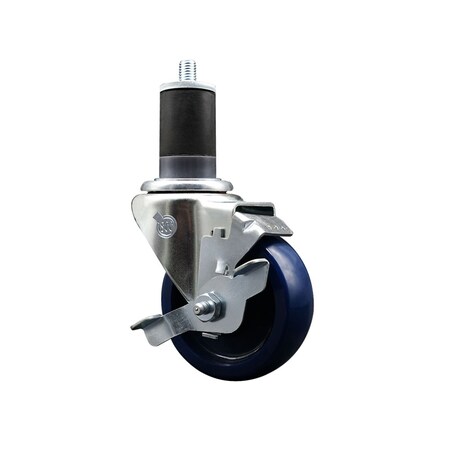 Service Caster 3.5'' SS Solid Poly Swivel 1-5/8'' Expanding Stem Caster with Brake SCC-SSEX20S3514-SPUS-TLB-158